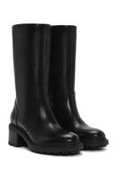 Women's Black Thick Heeled Leather Boots | Derimod