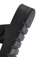 Women's Black Double Buckle Thick Soled Slippers | Derimod