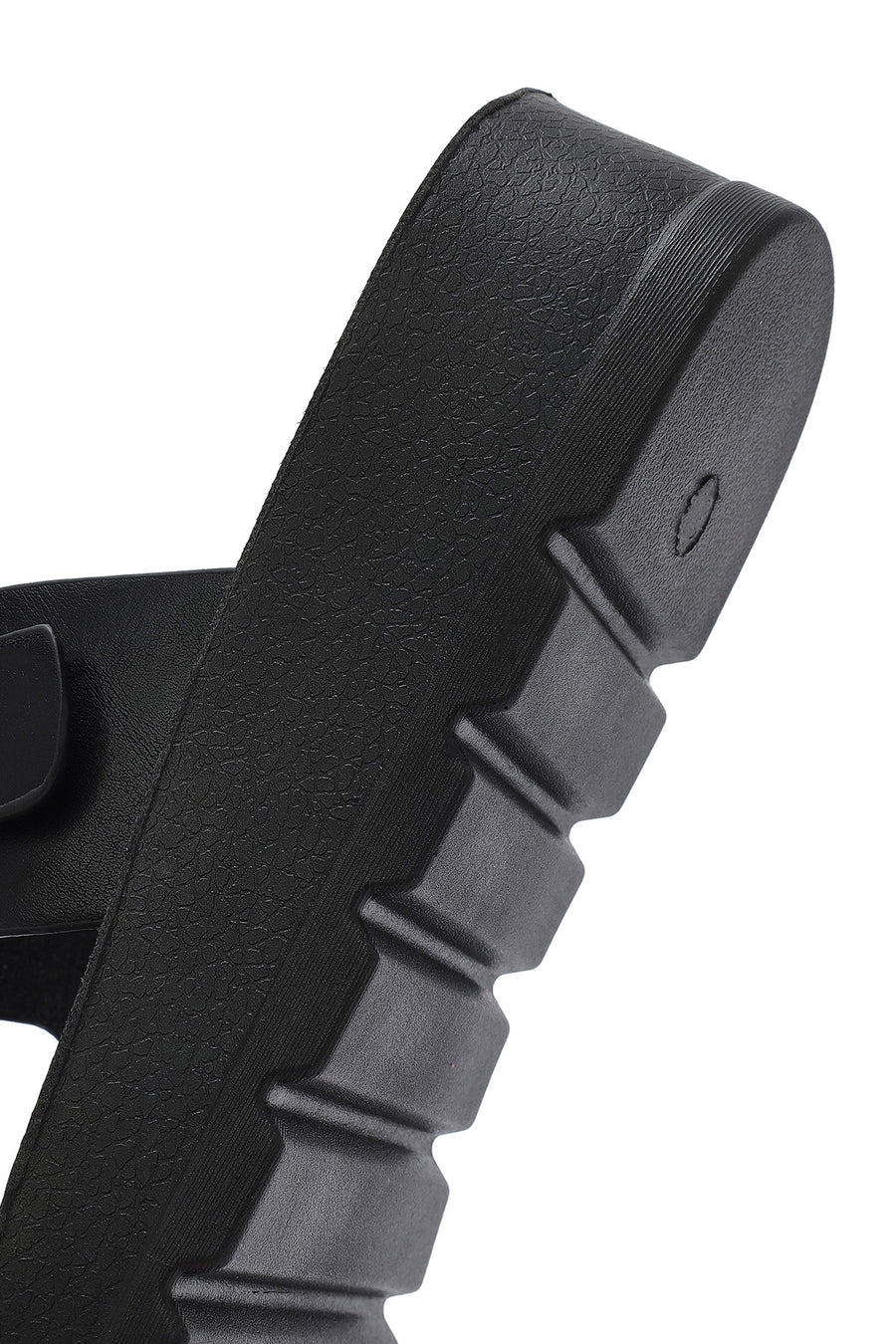 Women's Black Double Buckle Thick Soled Slippers