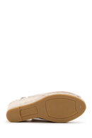 Women's Beige Suede Leather Wedge Heel Espadrille | Derimod