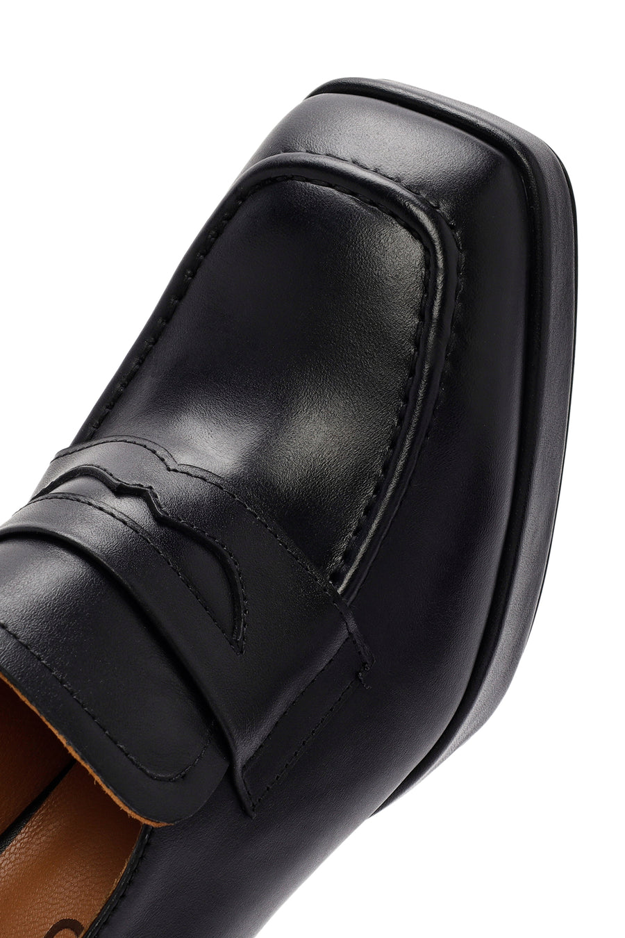 Kadın Siyah Kalın Yüksek Topuklu Deri Maskülen Loafer