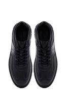 Erkek Siyah Bağcıklı Deri Casual Sneaker | Derimod