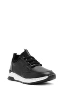 Woman Black Laced Leather Sneakers | Derimod