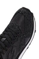 Alberto Guardiani Women's Black Wen Thick-Soled Lace-Up Glittery Leather Sneakers | Derimod