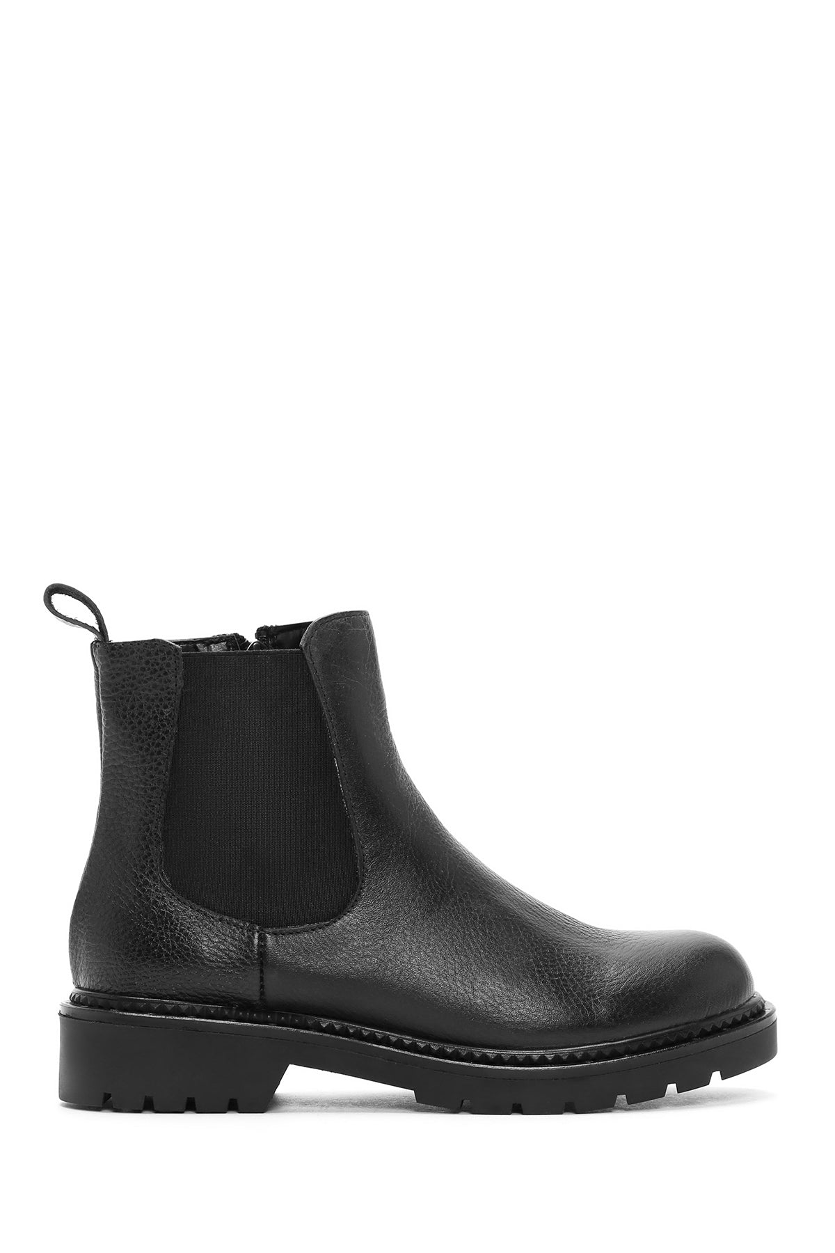 Women's Black Zippered Leather Chelsea Boots 23WFD2101FT | Derimod