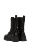 Women's Black Leather Thick Soled Boots | Derimod