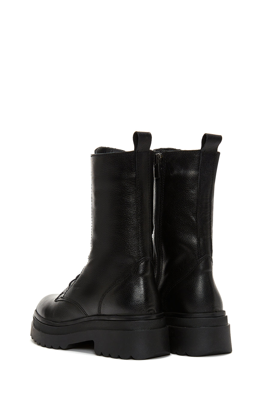 Women's Black Zippered Leather Boots