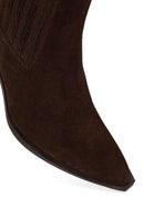 Woman Brown Chunky-Heeled Suede Cowboy Boots | Derimod