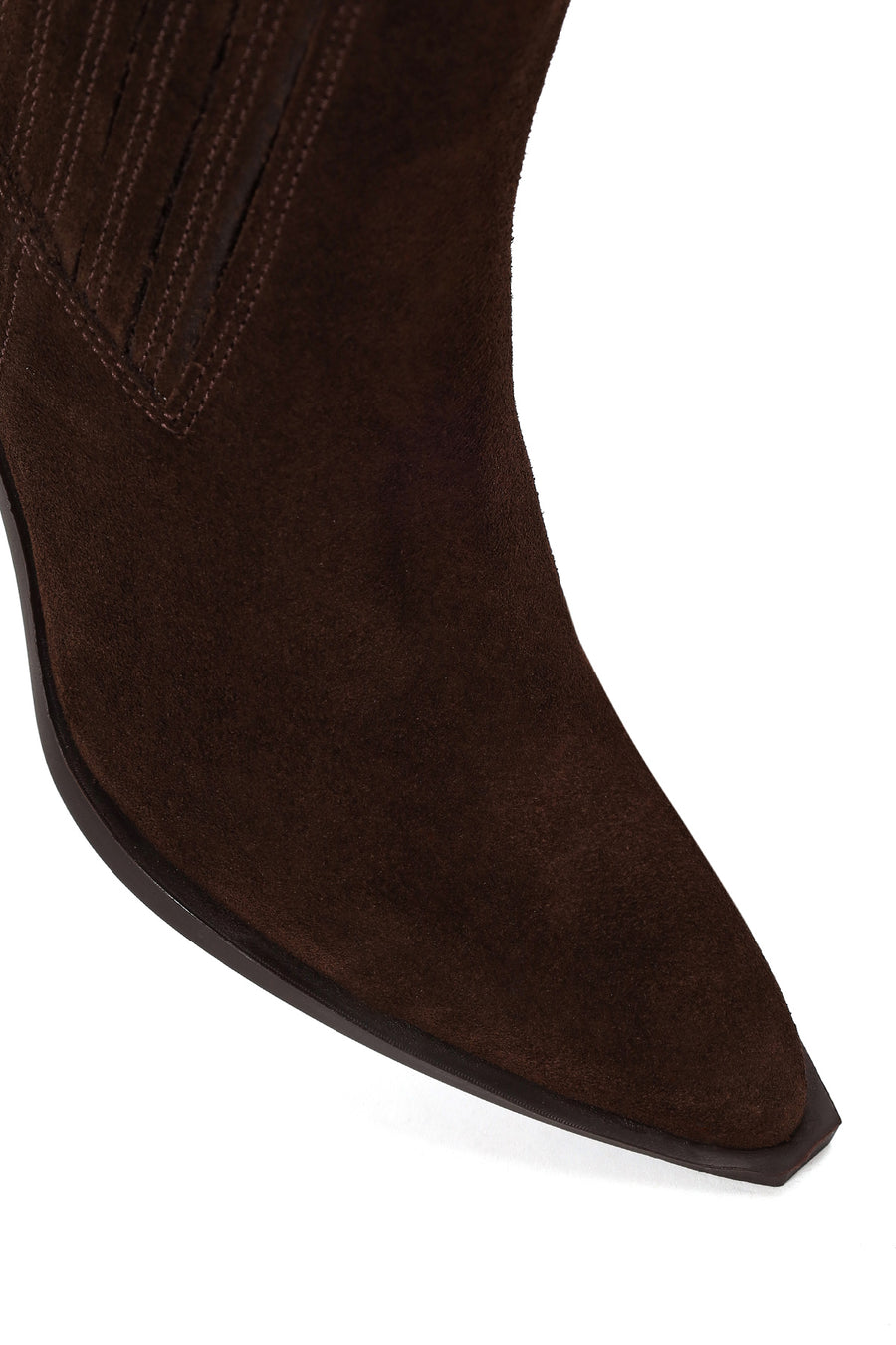 Woman Brown Chunky-Heeled Suede Cowboy Boots