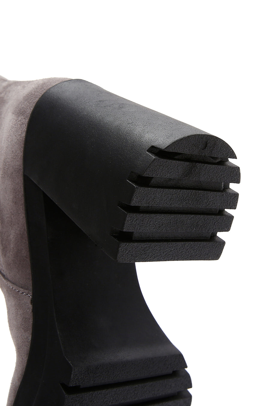 Women's Gray Suede Leather High Heeled Platform Boots