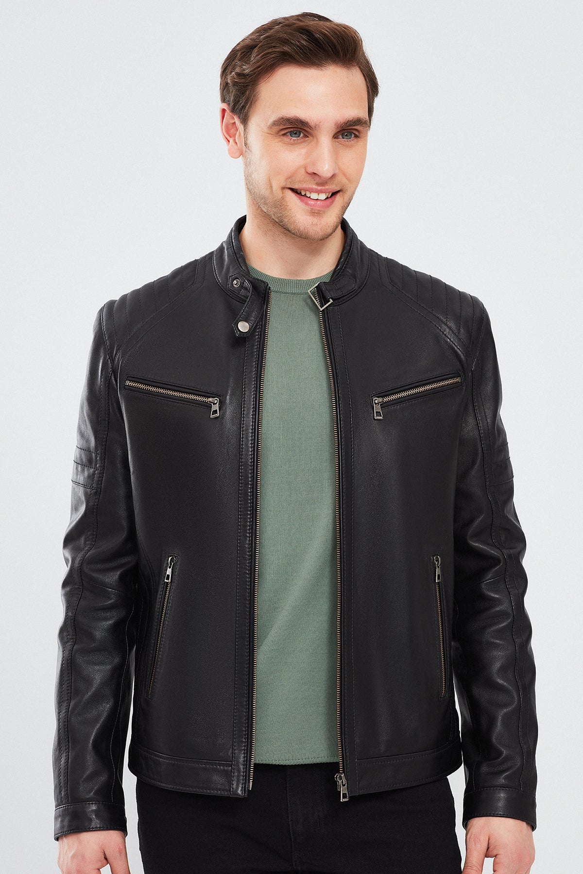 Paul Men's Black Leather Coat 23WGE6503EV | Derimod