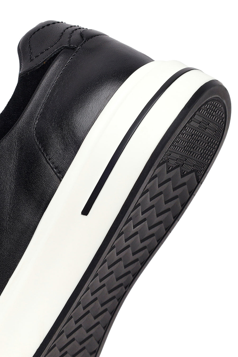 Erkek Siyah Bağcıklı Kalın Tabanlı Deri Sneaker