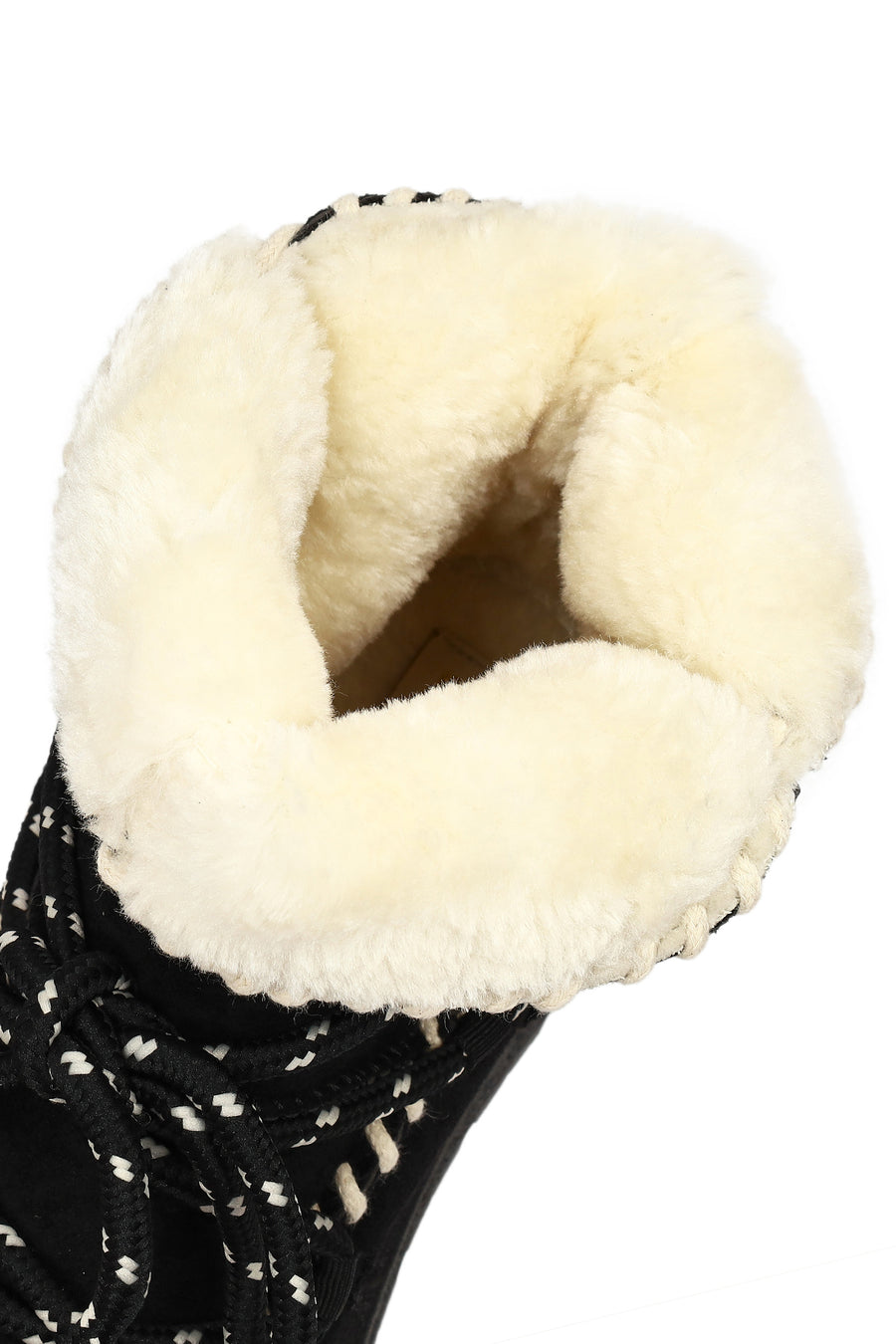 Woman Black Lace-Up Thick-Sole Suede Teddy Boots