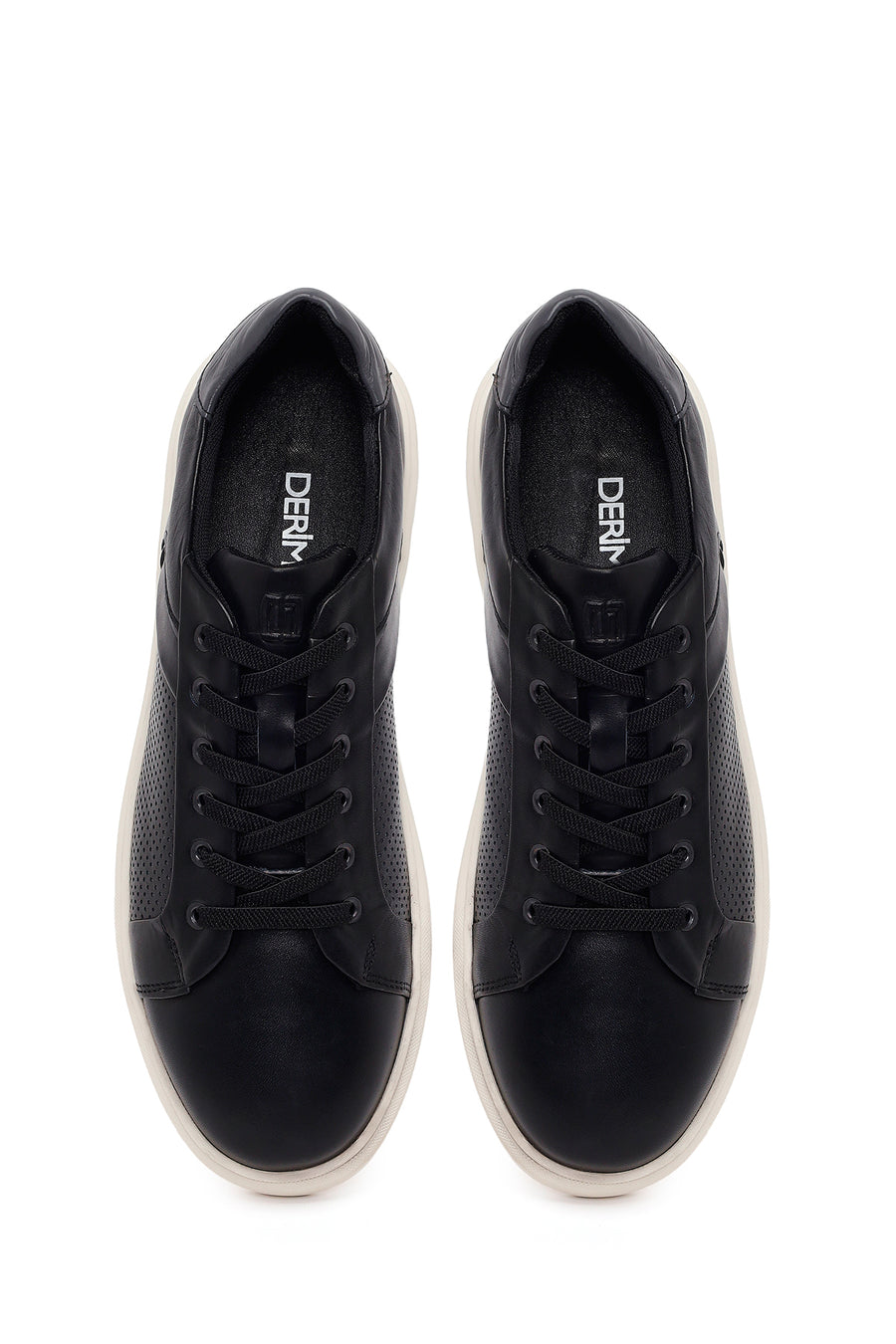 Erkek Siyah Bağcıklı Deri Sneaker