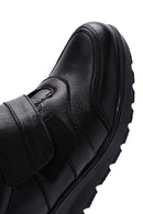 Women's Black Leather Wedge Heeled Comfort Shoes | Derimod