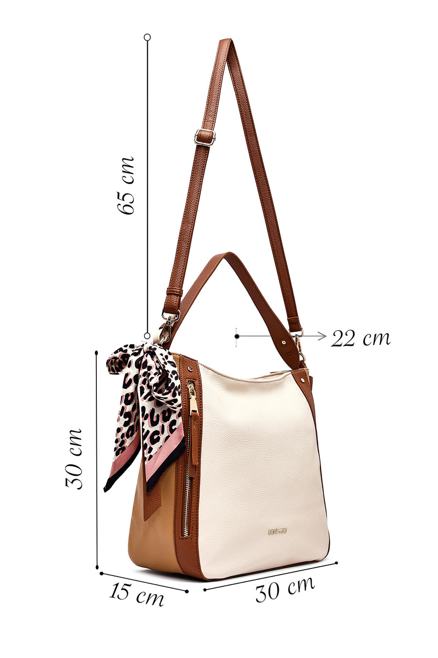 Women's Beige Long Strap Classic Shoulder Bag