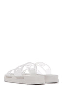 Women's White Transparent Flat Slippers | Derimod