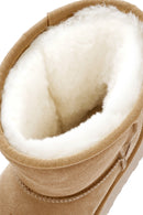 Women's Camel Fur Detailed Thick-Soled Suede Leather Boots | Derimod