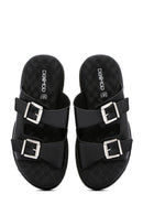 Women's Black Thick Soled Comfort Slippers | Derimod