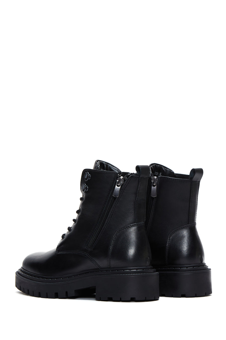 Women's Black Zippered Leather Boots