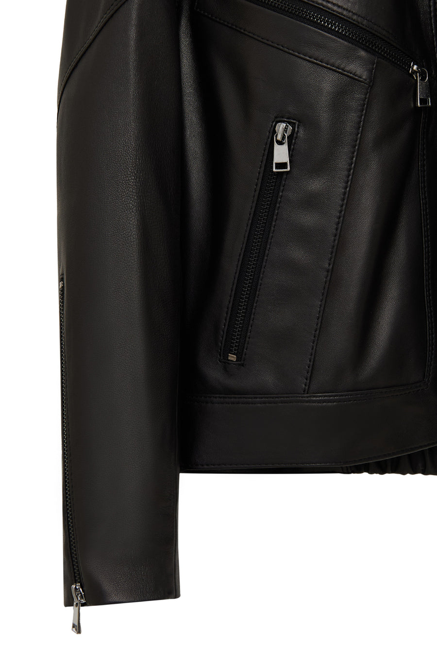 Vanessa Women's Black Shirt Collar Short Oversize Leather Jacket