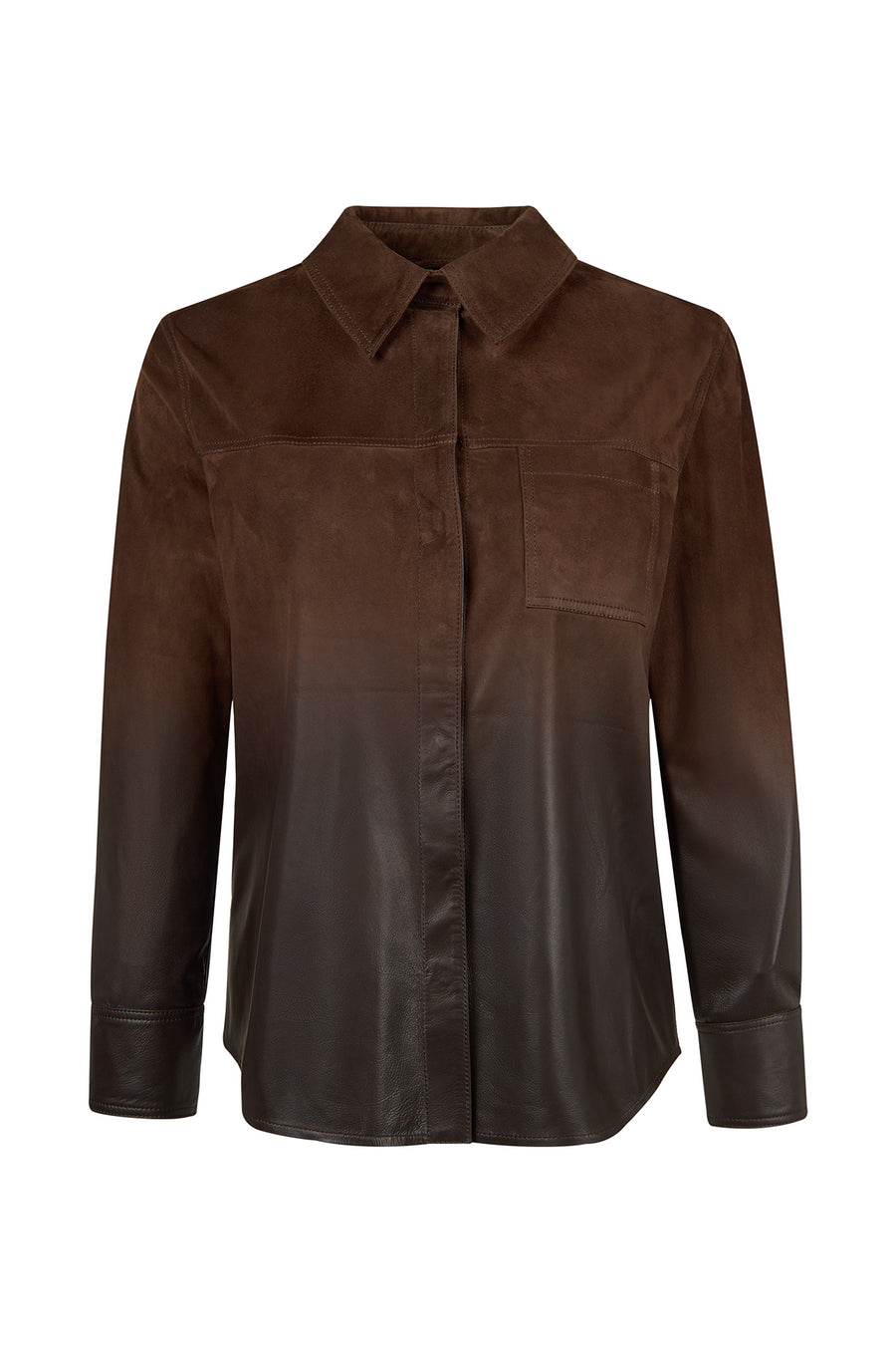 Monako Woman Brown Suede Leather Shirt