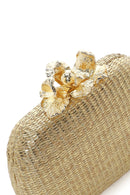 Women's Gold Chain Strap Mini Box Woven Evening Bag | Derimod
