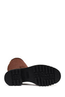 Women's Brown Zip-Up Chunky Sole Suede Leather Boots | Derimod