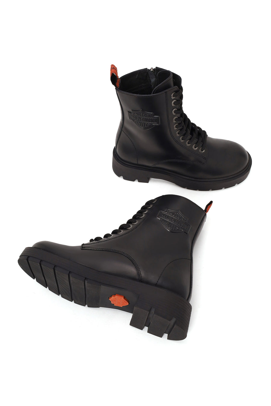 Harley Davidson Woman Black Cree Zip Closure Leather Combat Boots