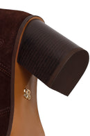 Woman Brown Chunky-Heeled Suede Cowboy Boots | Derimod