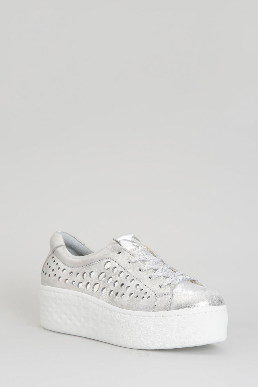 Kalın Gümüş Baskılı Tabanlı Kadın Sneaker