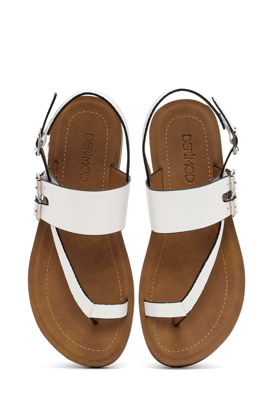 Women's White Ankle Strap Flip Flops Sandals