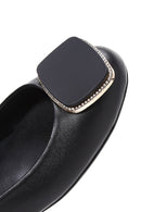 Women's Black Leather Ballerinas | Derimod