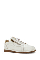 Women's Cream Lace-Up Leather Sneakers | Derimod