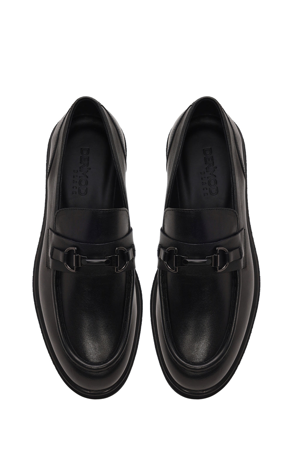 Erkek Siyah Tokalı Deri Casual Loafer
