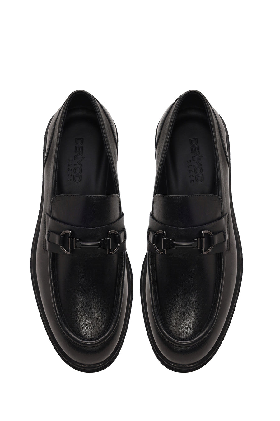 Male Black Buckled Leather Casual Loafer