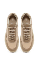 Women's Beige Lace-up Leather Sneaker | Derimod