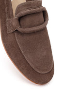 Women's Mink Buckled Suede Leather Masculine Loafer | Derimod