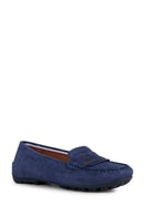 Geox Women's Navy Blue Kosmopolis + Grip Suede Leather Loafer | Derimod