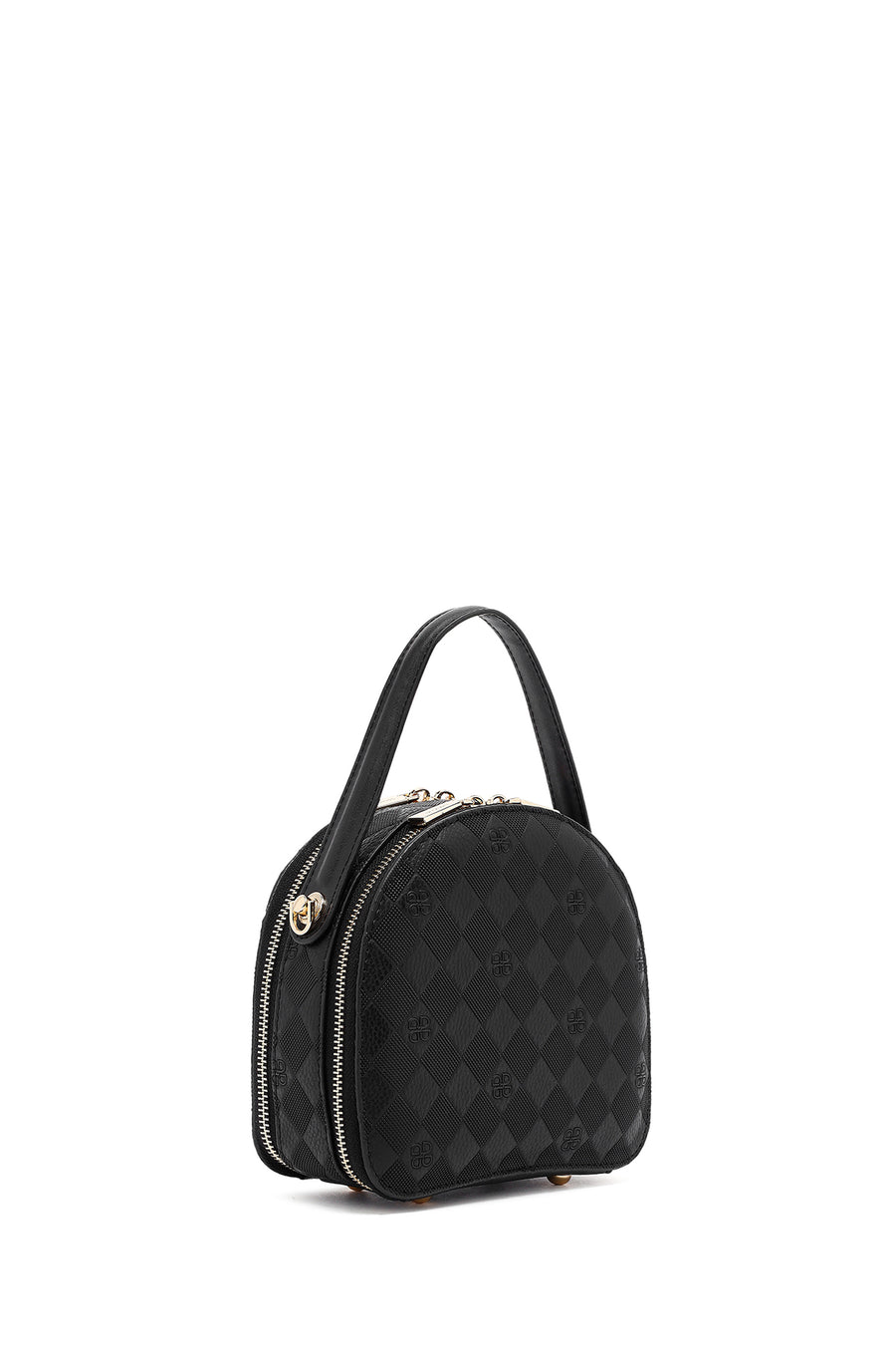 Women's Black Long Strap Printed Mini Handbag