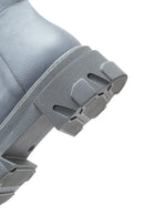 Kadın Gri Deri Kalın Tabanlı Çizme | Derimod