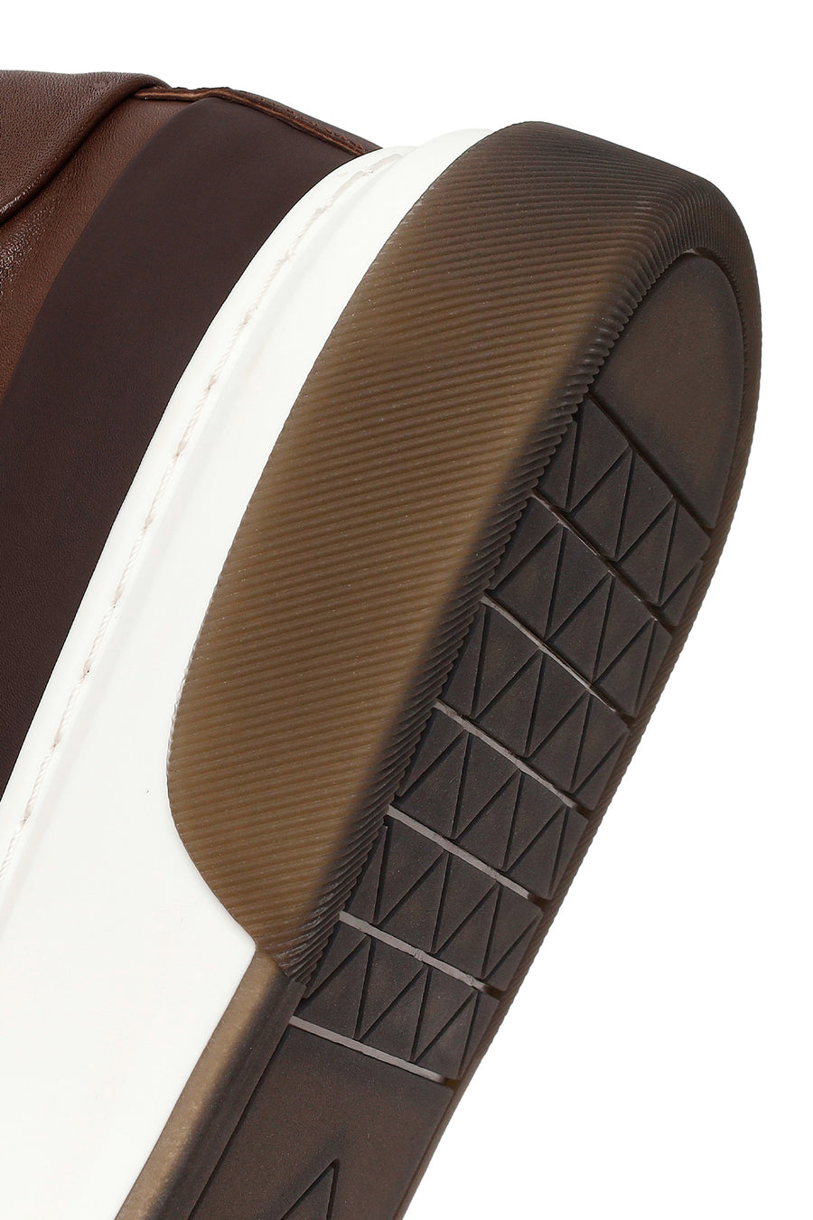 Male Brown Lace-Up Thick-Soled Leather Sneaker