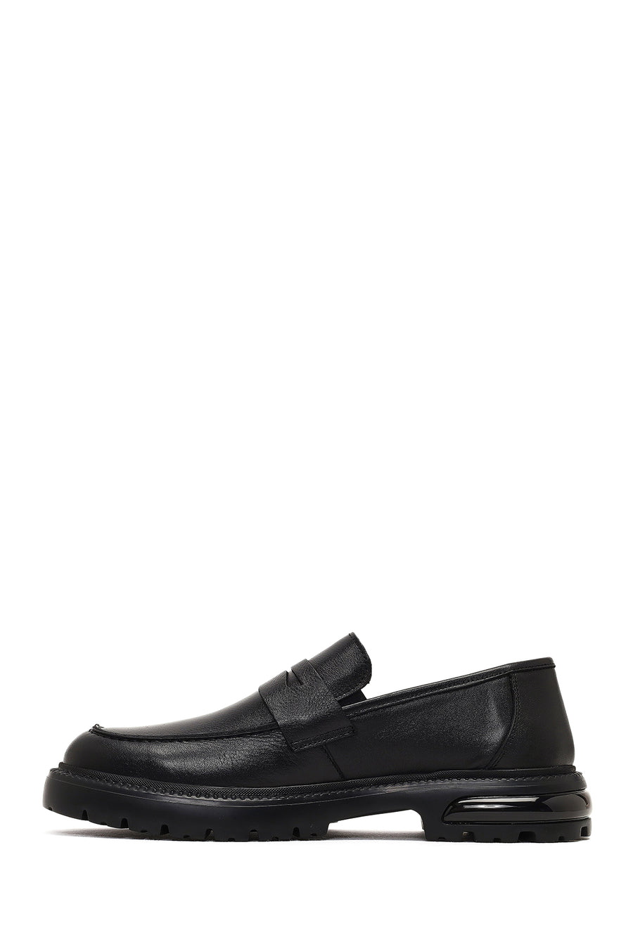 Men's Black Thick-Soled Leather Loafer
