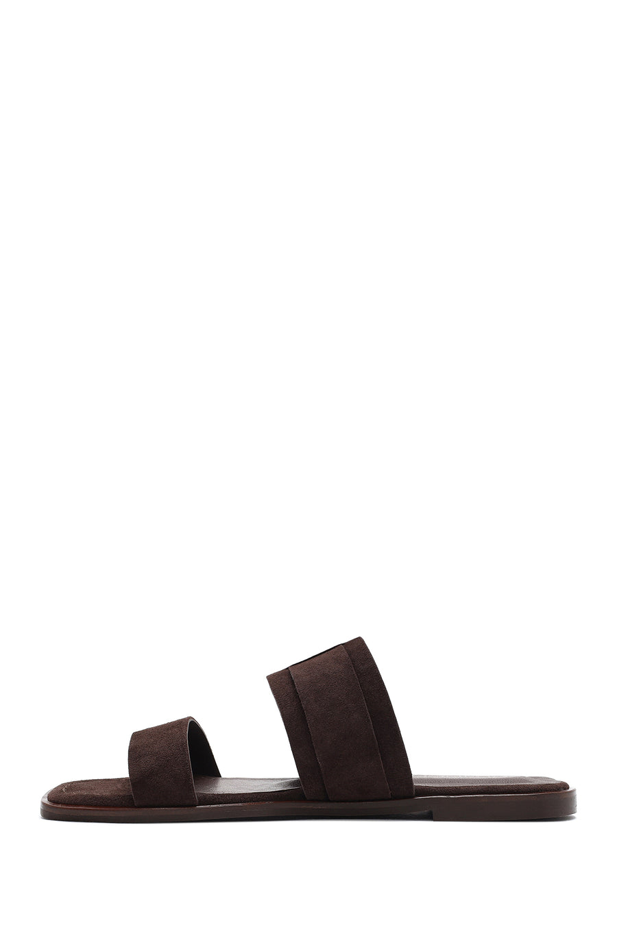 Woman Brown Buckled Suede Leather Slippers