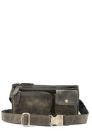 Men's Khaki Leather Waist Bag | Derimod