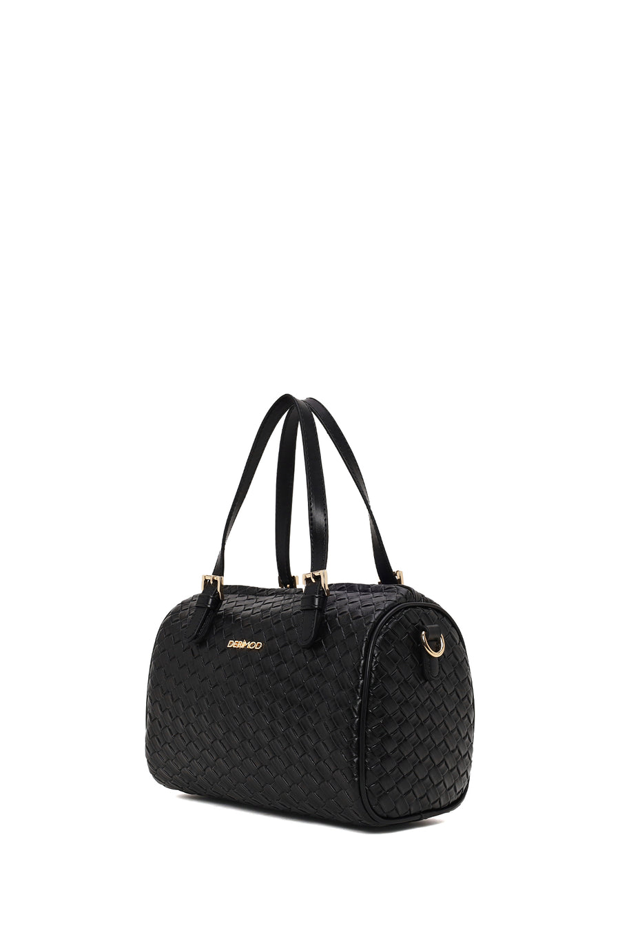 Woman Black Long-Strap Woven Shoulder Bag