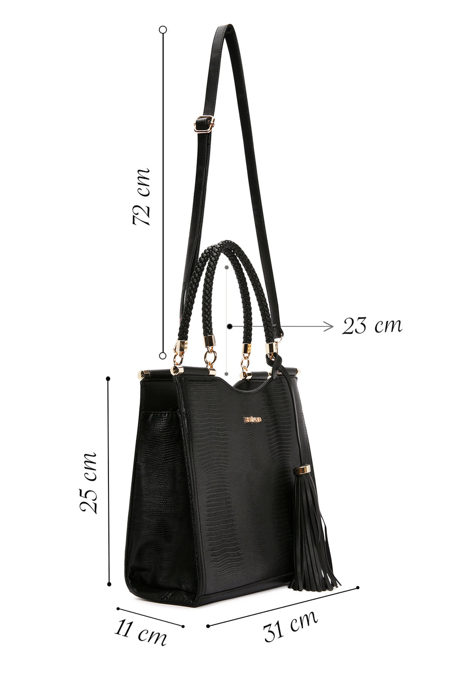 Women's Black Printed Long Strap Shoulder Bag
