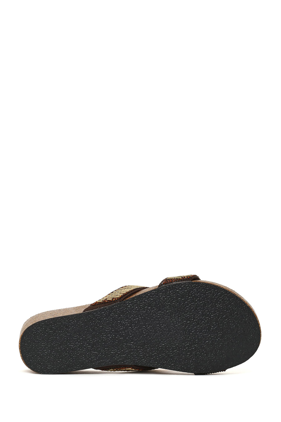 Woman Brown Embellished Wedge-heel Slippers