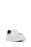 Men's White Lace-up Thick-Sole Leather Sneaker | Derimod