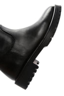 Women's Black Zippered Leather Boots | Derimod